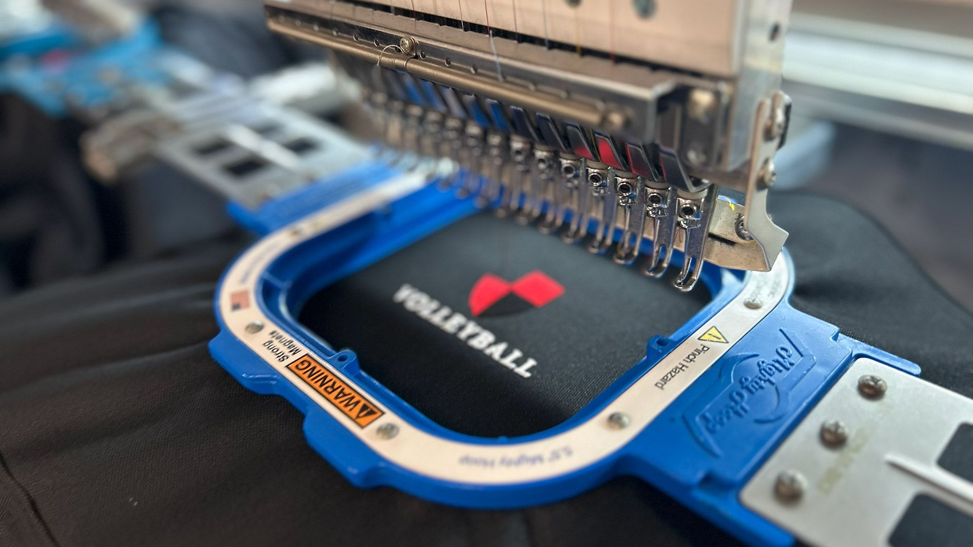 In-house embroidery on custom apparel at Atlantic Sportswear