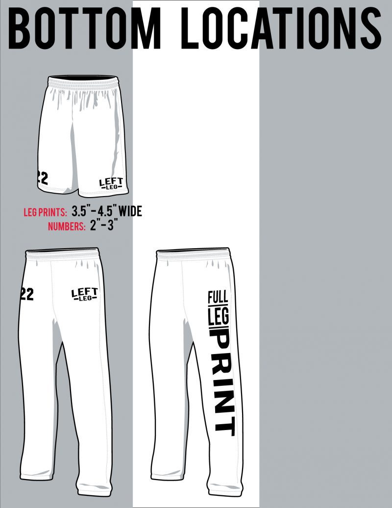 Print Size and Locations Atlantic Sportswear